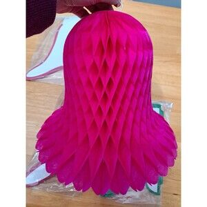 VTG Beistle Honeycomb Tissue Paper Bell Lot of 4 Christmas Decorations Red Green